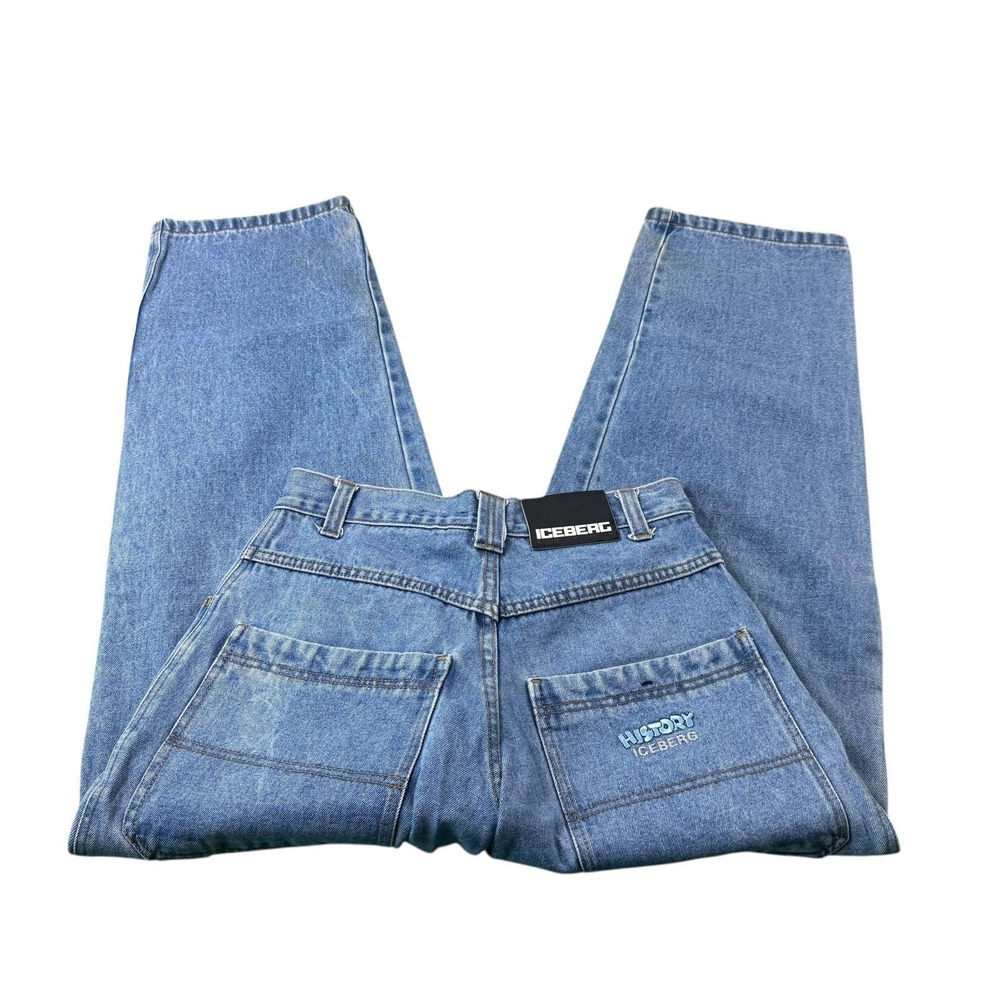 History Iceberg VTG Y2K Wide Leg Mens Jeans Blue 30x32 Made in Italy
